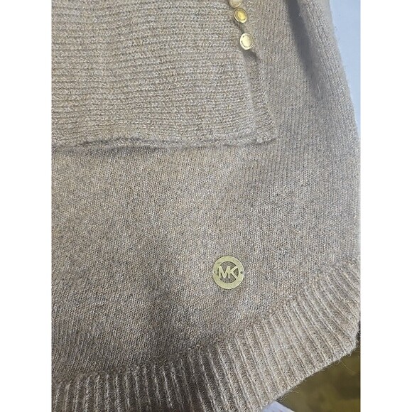 Michael Kors Bell Sleeve Turtleneck Sweater Wool Baby Alpaca Blend Tan Sz M Gold - Picture 6 of 12
